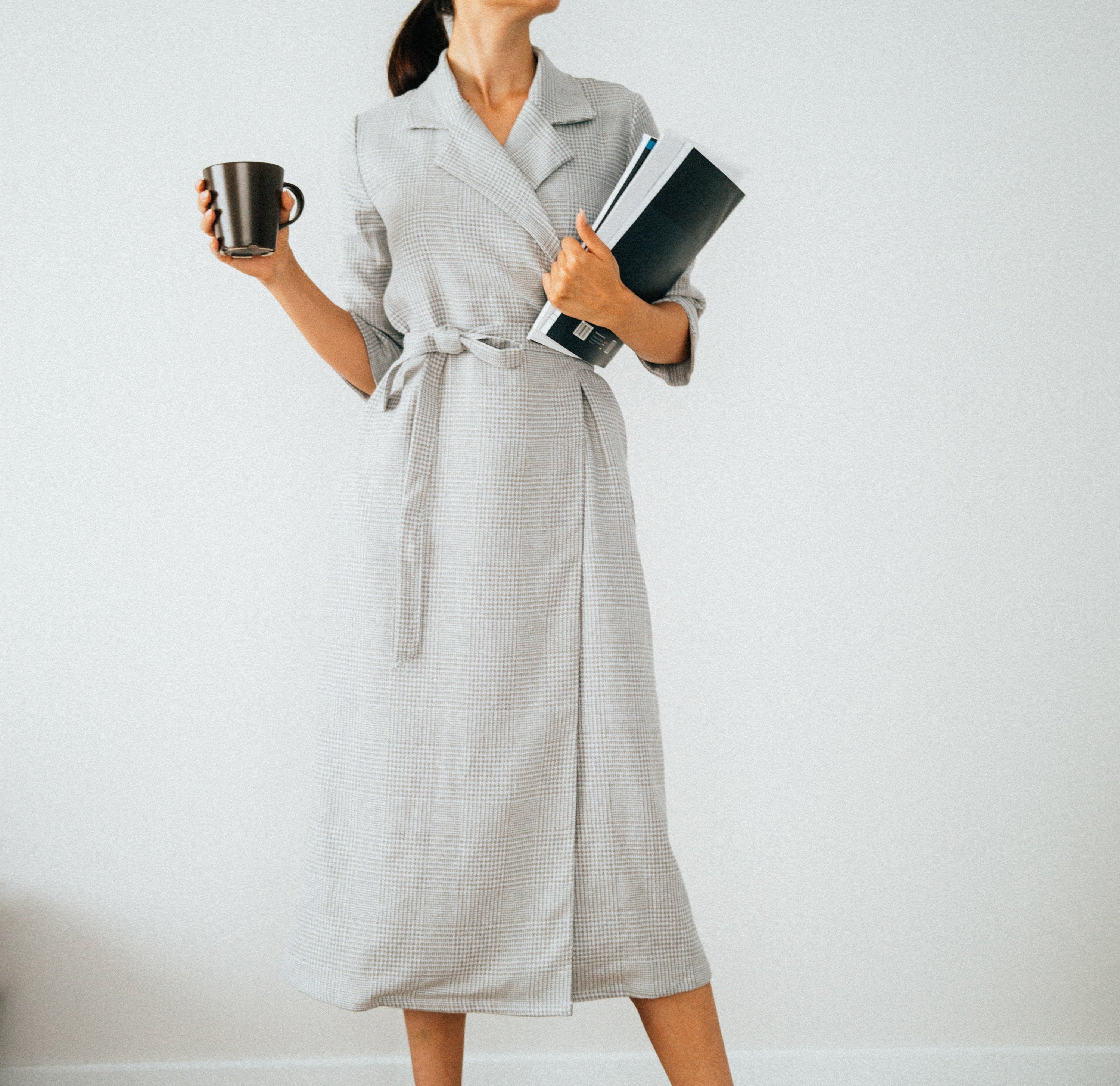 Linen wrap dress / dress with a collar / V neck dress / belted Etsy