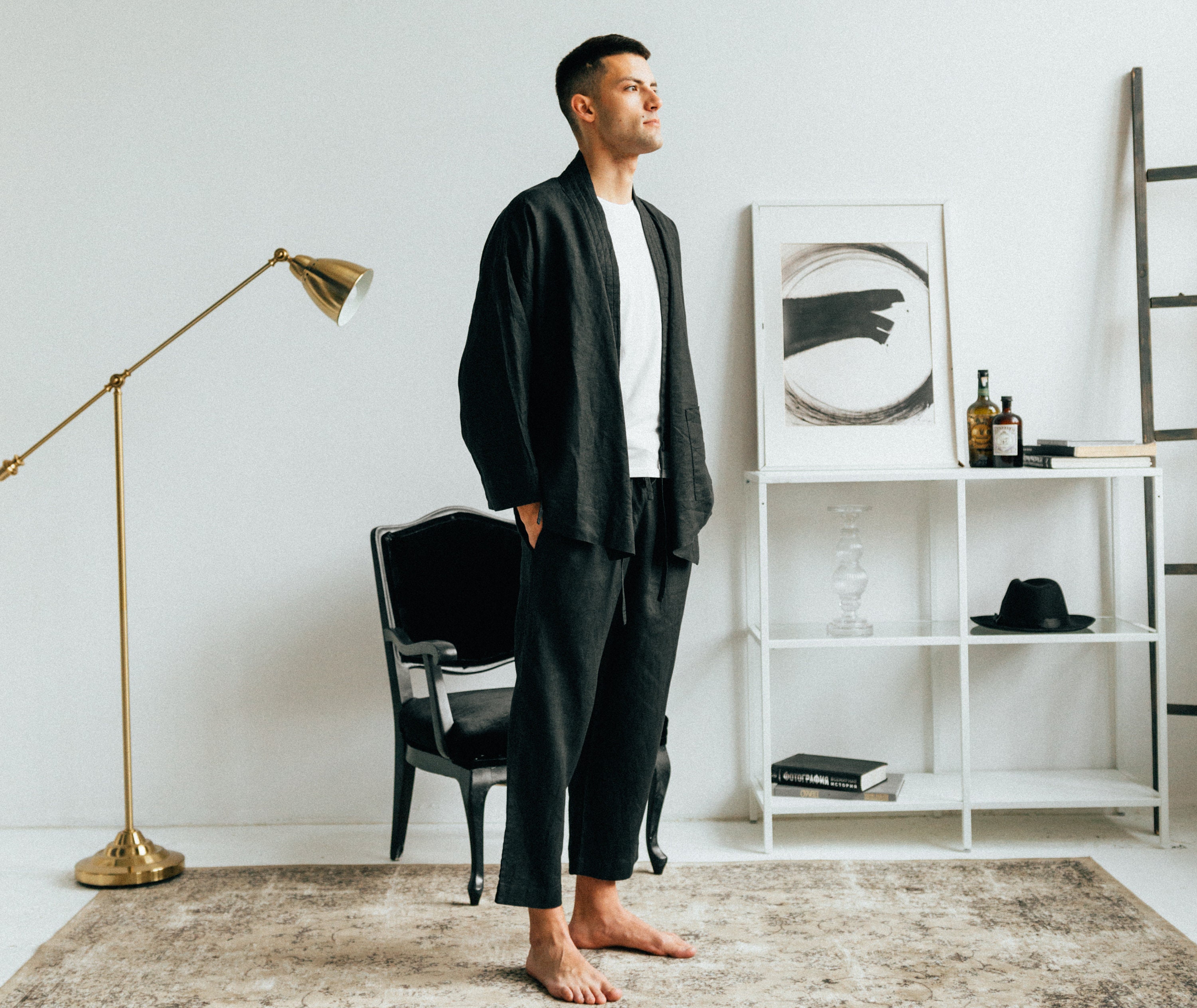 Men's Linen Pajama Set Mens Linen Loungewear Pants and Etsy UK