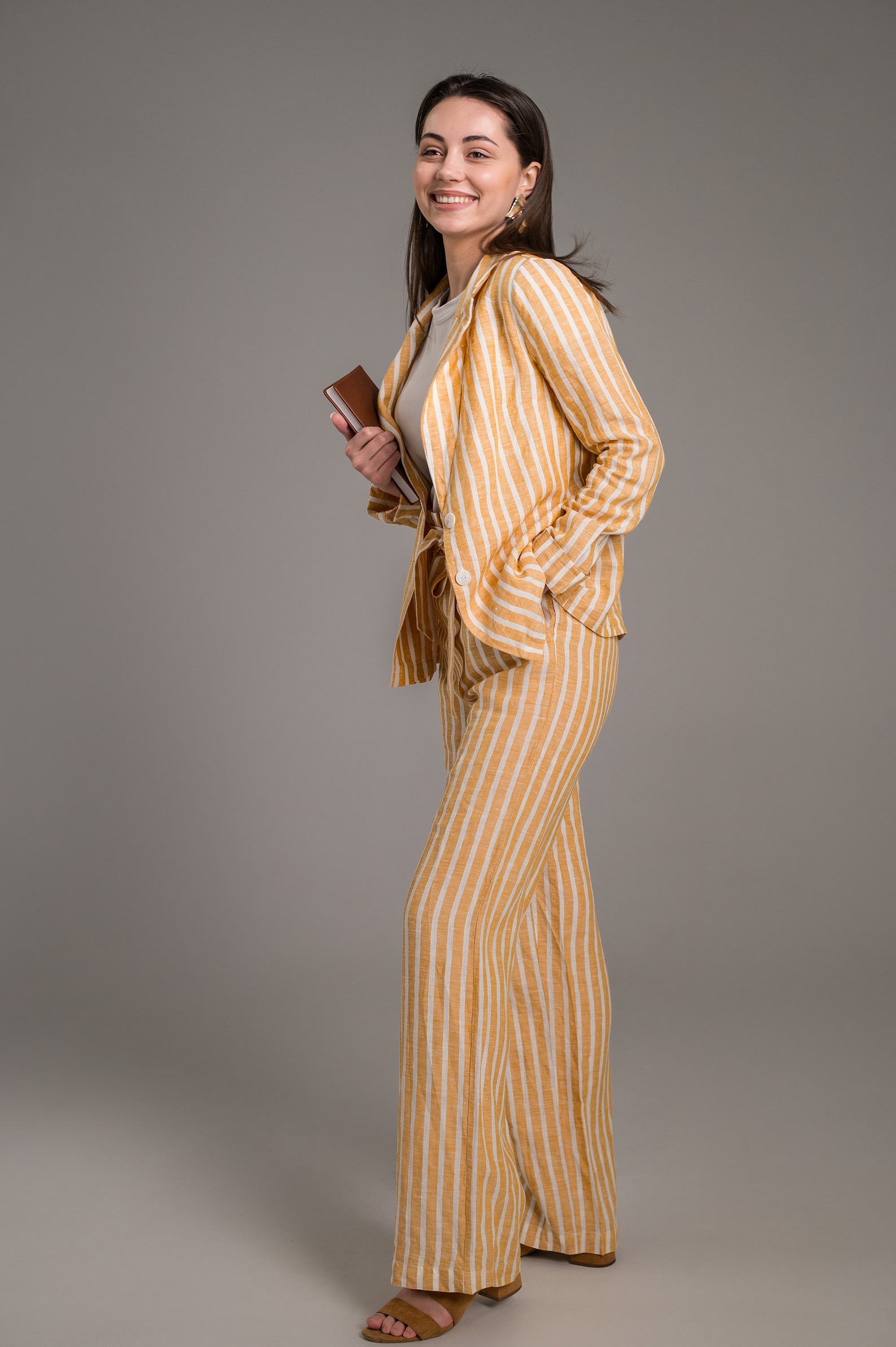 Linen suit / 2 piece set for women jacket pants / blazer Etsy