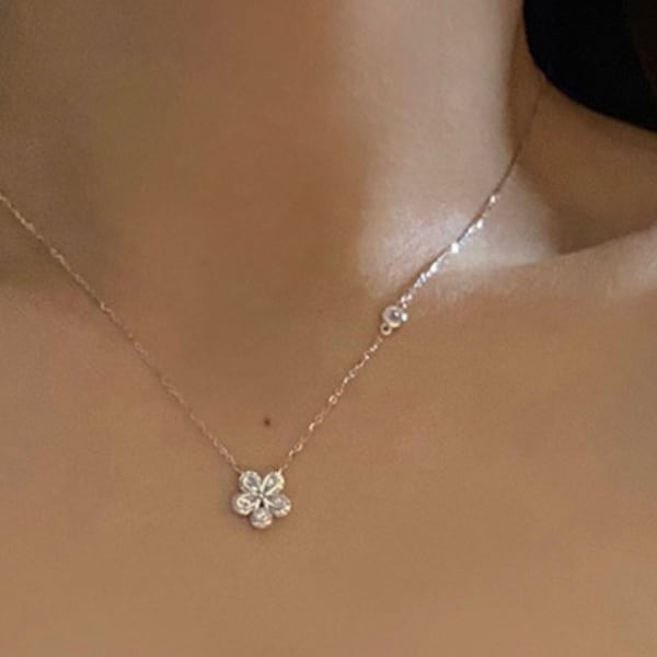 Silver Cherry Blossom Necklace, Sterling Silver S295 Necklace, Flower Necklace