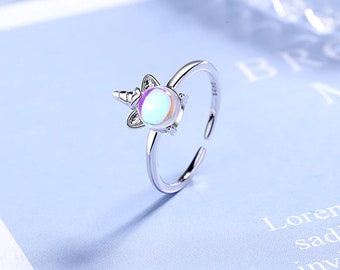 Unicorn Ring. Sterling Silver Adjustable Ring. Animal Unicorn Ring