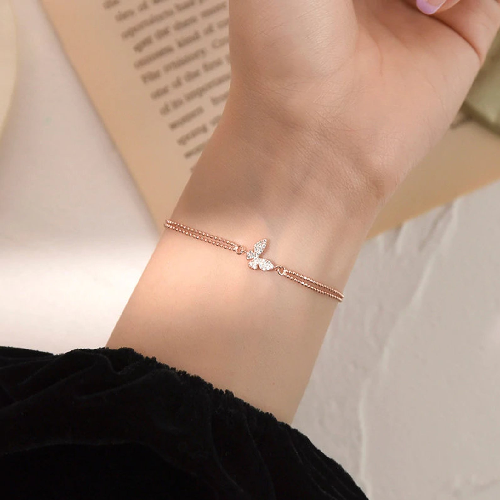 Silver butterfly bracelet