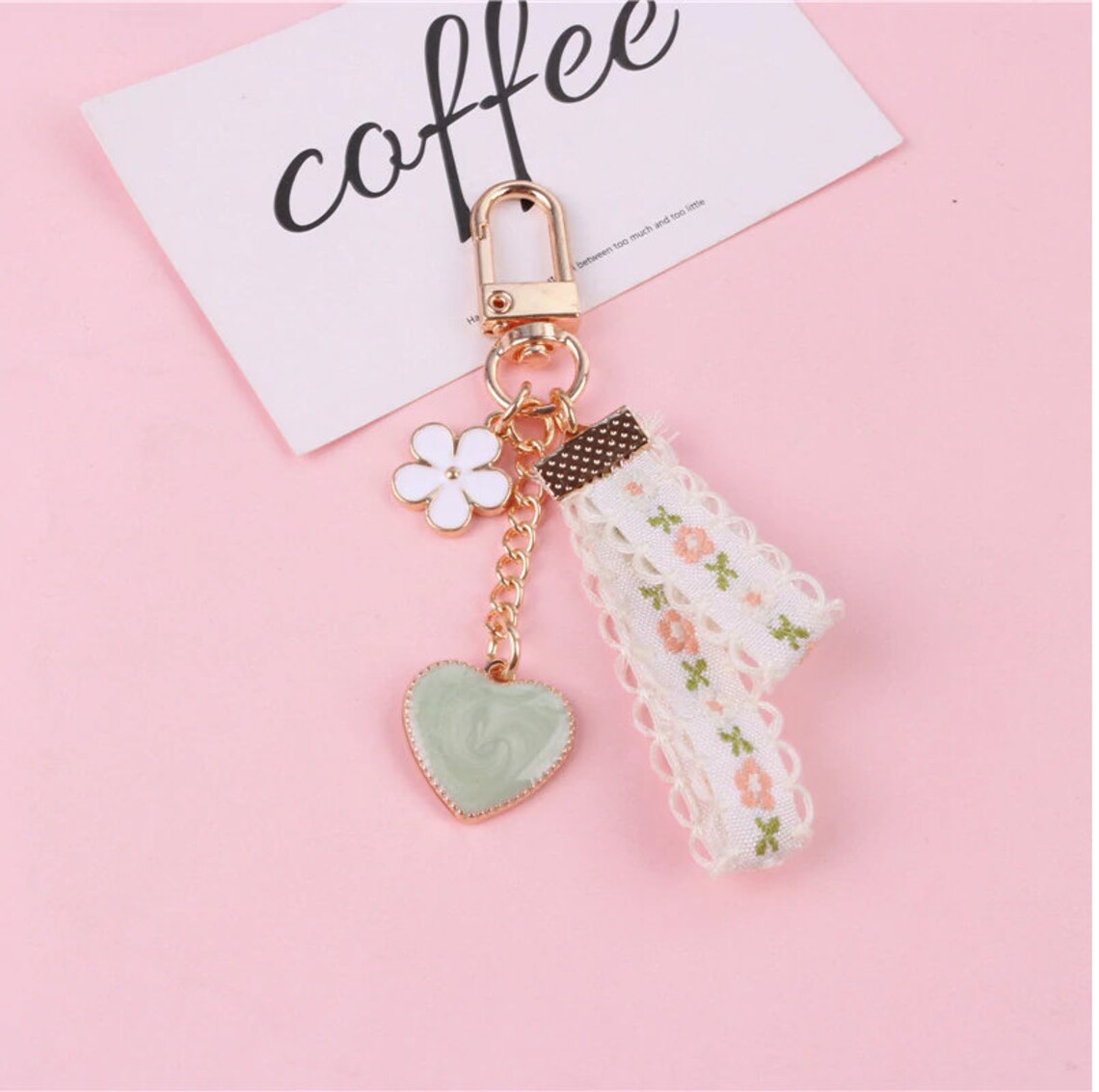 Jade Keychain Heart Keychain Flower Keychain Lace Keychain Etsy
