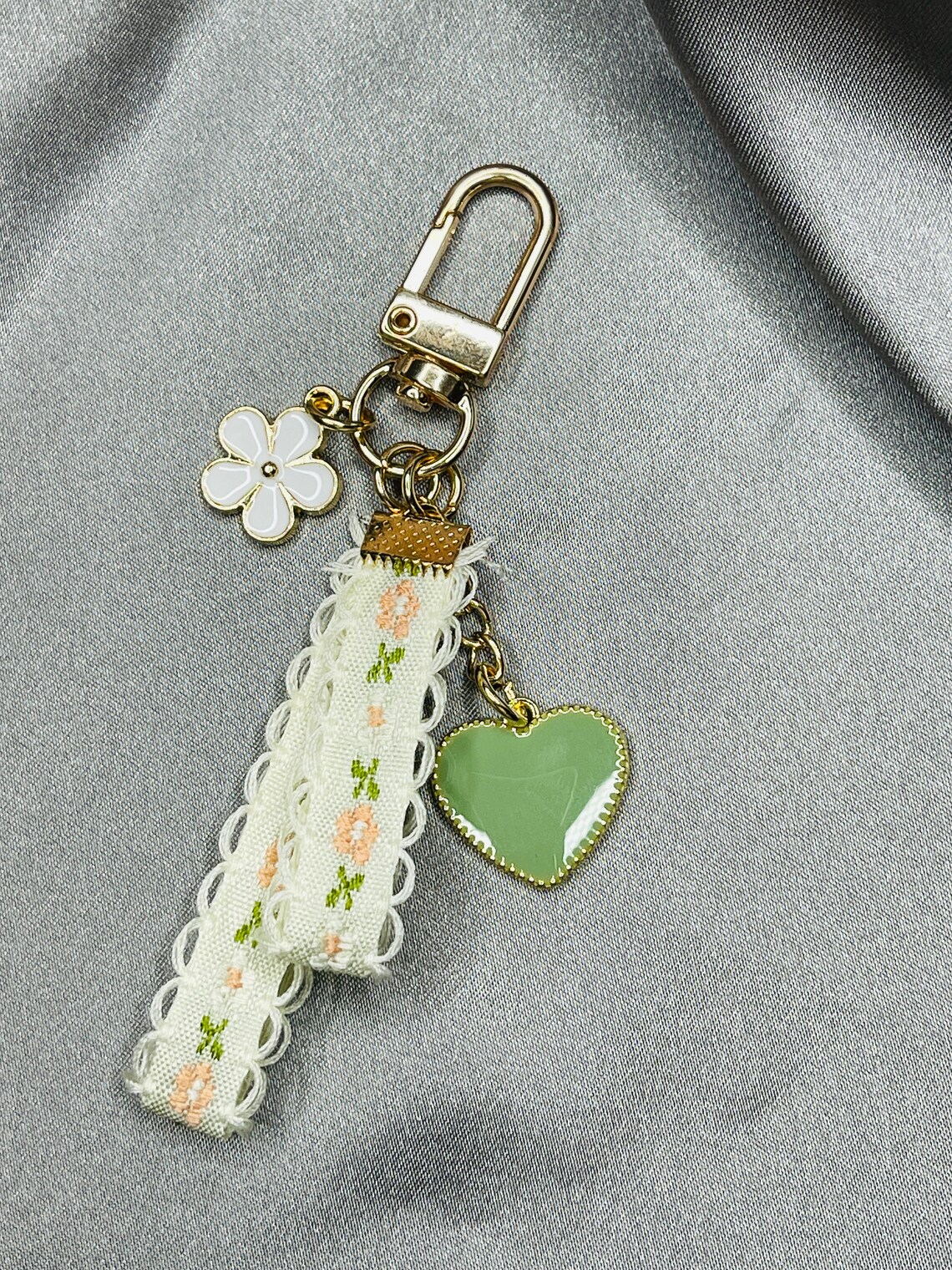 Jade Keychain Heart Keychain Flower Keychain Lace Keychain Etsy