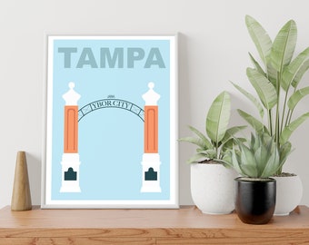 Tampa Ybor City Poster Descarga digital - Impresión de arte urbano - Decoración de pared imprimible instantánea - Vintage Vibe