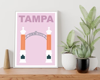 Tampa Ybor City Poster Descarga digital - Impresión de arte urbano - Decoración de pared imprimible instantánea - Vintage Vibe