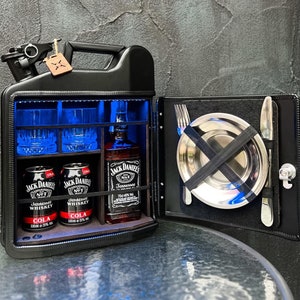 Minibar de 10 L para picnic o acampada, bidón de combustible personalizado original, regalo para hombre, minibar personalizado, bar portátil