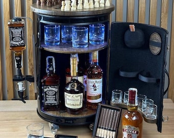 Custom 40L Barrel Bar With Chess Set