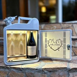 Mini bar de champán, bidón de 10L, barra de combustible personalizada, bar de camping, mini bar de vino o champán, regalo para ella, regalo de boda, regalo para recién casados