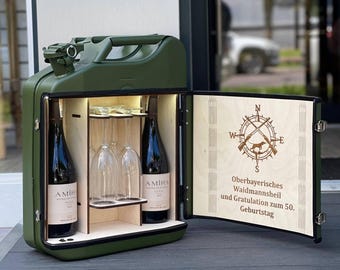 Personalisierte Champagne Jerry Can Mini Bar, Geburtstagsgeschenkset