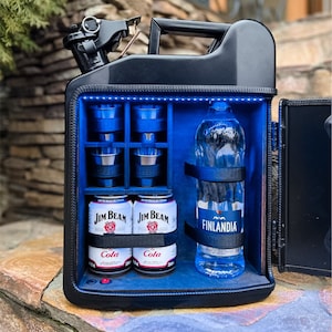 Minibar con bidón de 10 l, personalizado, para decoración de interiores del hogar, regalo para él, regalo de cumpleaños para ella, barra de combustible personalizada, barra de viaje