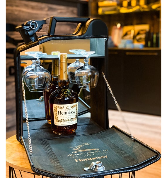 Schwarzer Jerrycan Whisky-Minibar 10L, Kanister-Minibar für