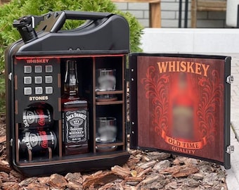 Personalisierte Jerry Can Mini Bar, Whisky Geschenk mit Fotodruck