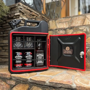 Minibar de 10 litros con bidón, regalo original para hombre, minibar personalizado, minibar personalizado para el hogar, decoración de interiores, regalo para él, bar de viaje