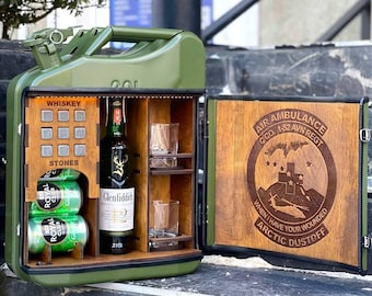 Personalisierte Kanister Mini Bar, benutzerdefinierte Whisky Geschenk, Metall Spirituosenschrank