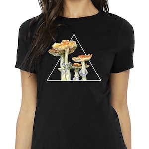 Wild Mushrooms T-shirt, Original Watercolor Print, Casual Artsy Tee