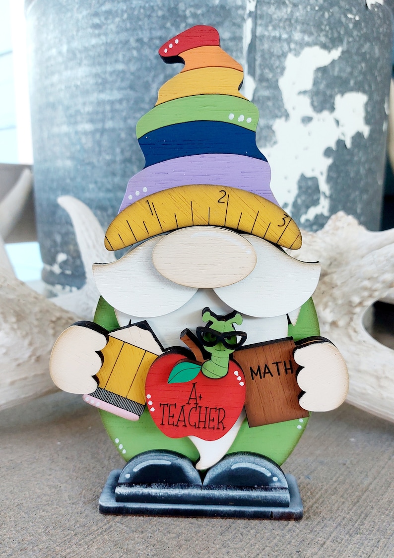 Hand Painted Teacher Gnome Shelf Sitter: Back to School Gift - Etsy