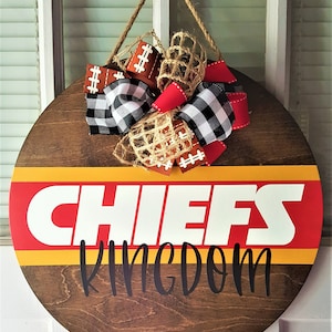 Chiefs Kingdom Door Hanger: NFL Football Decor