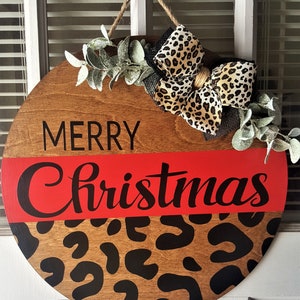 Christmas Doorhanger | Cheetah print Christmas | Cheetah print | Merry Christmas