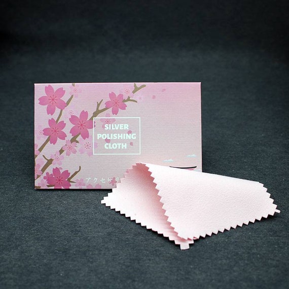 Pink Cherry Blossom Sakura Jewellery Polishing Cloth, Sliver