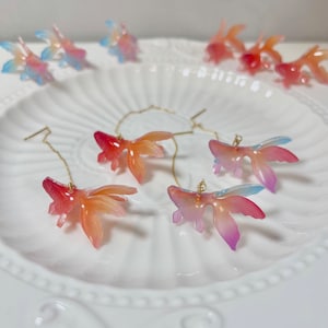 Silver and gold 3D Koi Fish Earrings,  good luck jewelry, ocean creature earrings, kawaii style