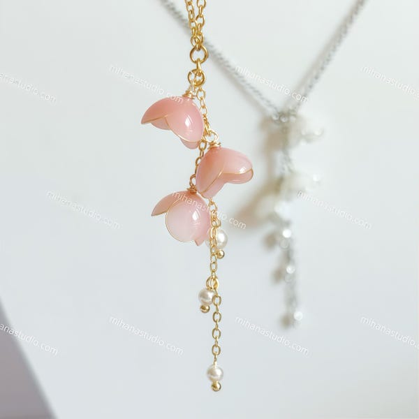Lily of the Valley Necklace: Sterling Silver Floral Pendant, May Birth Flower