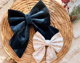 navy velvet, white with gold stars, sailor bowtie, Over the collar bow Ties for pets, dog bow tie, cat bow tie