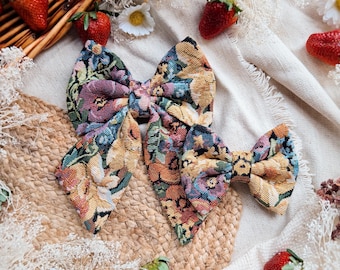 Wildflower whimsy, jacquard floral, flower, Sailor bow tie, hair bow, pet bow tie, Over collar bow Ties for pets, dog, cat accessories