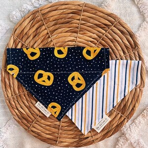 Pretzel Day, Soft pretzel, Pet Bandana. Reversible, Over the Collar Dog / Cat Bandana
