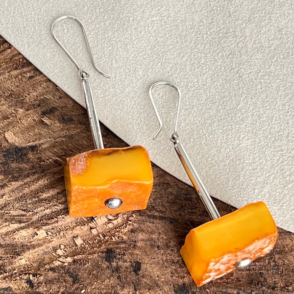 Sterling Silver and Baltic Amber Earrings