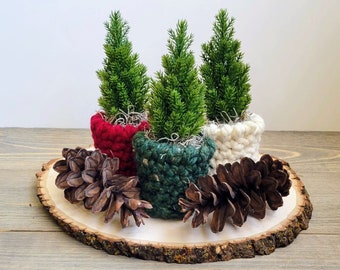 Faux Christmas Tree Planter, Christmas Decor, Farmhouse Decor, Red Christmas Decor, Christmas Gift