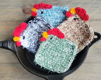 Kitchen Chicken Scrubby, Dish Scrubby, Crochet Chicken, Crazy Chicken Lady, Chicken Lover Gift, Chicken Decor Kitchen, Sustainable Kitchen