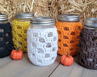 Mason Jar Cozy, Pint Size Mason Jar Cover, Food Gift Idea, Mason Jar Candle, Patio Decor, Mason Jar Utensil Holder, Mason Jar Vase