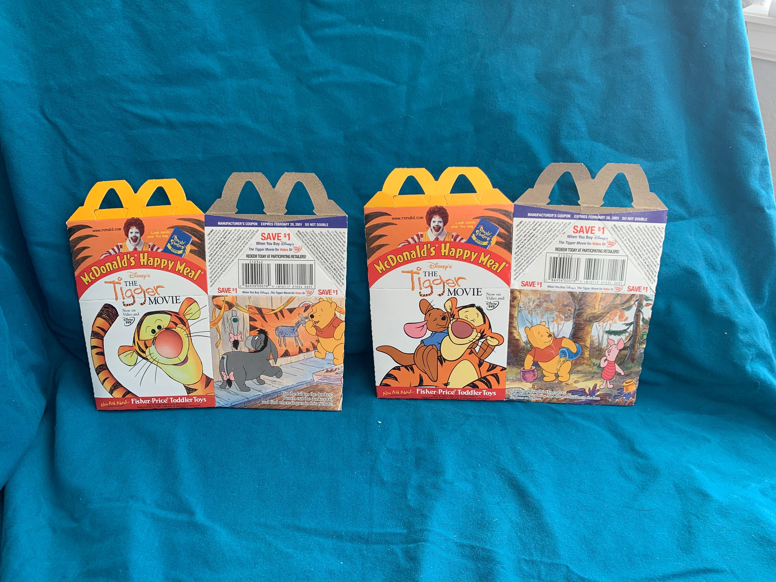 new never used 2000 McDonalds “Winnie the Pooh” 2 Happy Meal boxes 