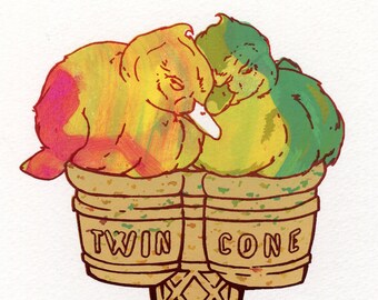 Twin Treat, 3-color screen print on Stonehenge