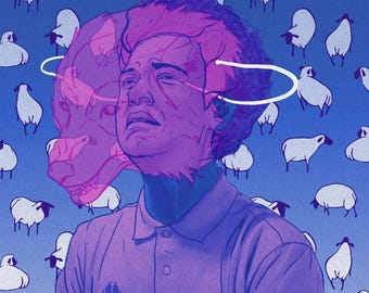 As They Lie They'll Cover Their Tracks, Two-color Risograph Original Art