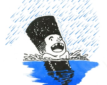 Summer Rain, 2 layer screen print on Canvas Tote