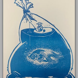 Carryout, 1 layer relief print on Stonehenge White