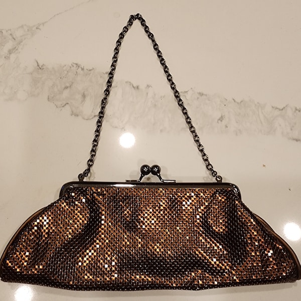 1960s Bronze Brown Mesh Evening Handbag by Whiting and Davis