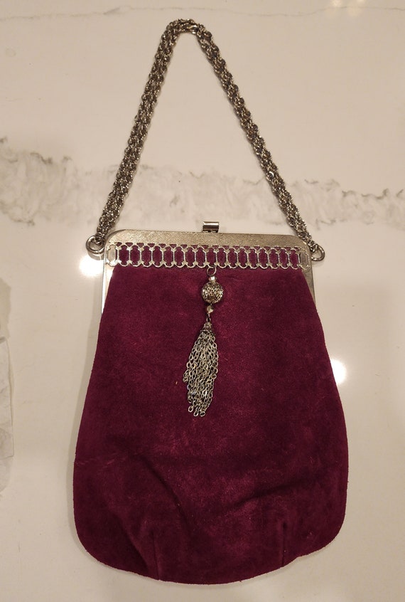 1960s Purple Fuscia Suede Evening Handbag by Trian