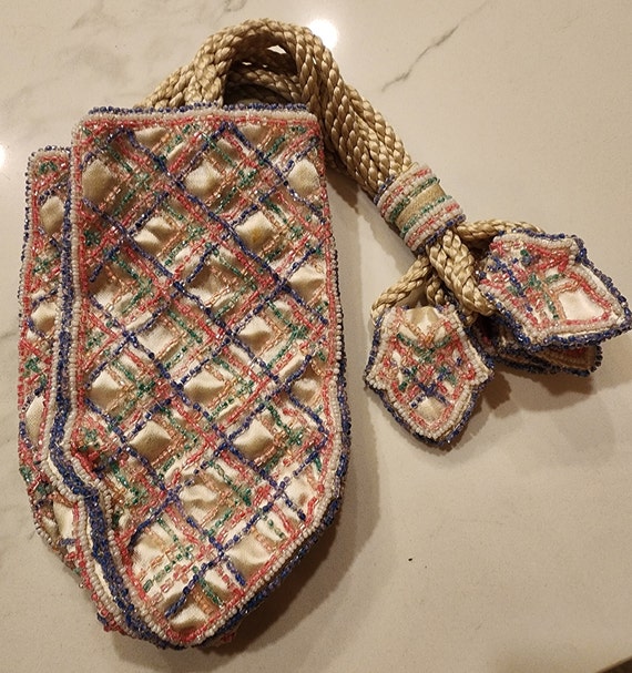 Antique 1920s Beaded Lantern Reticule Purse Miser… - image 1