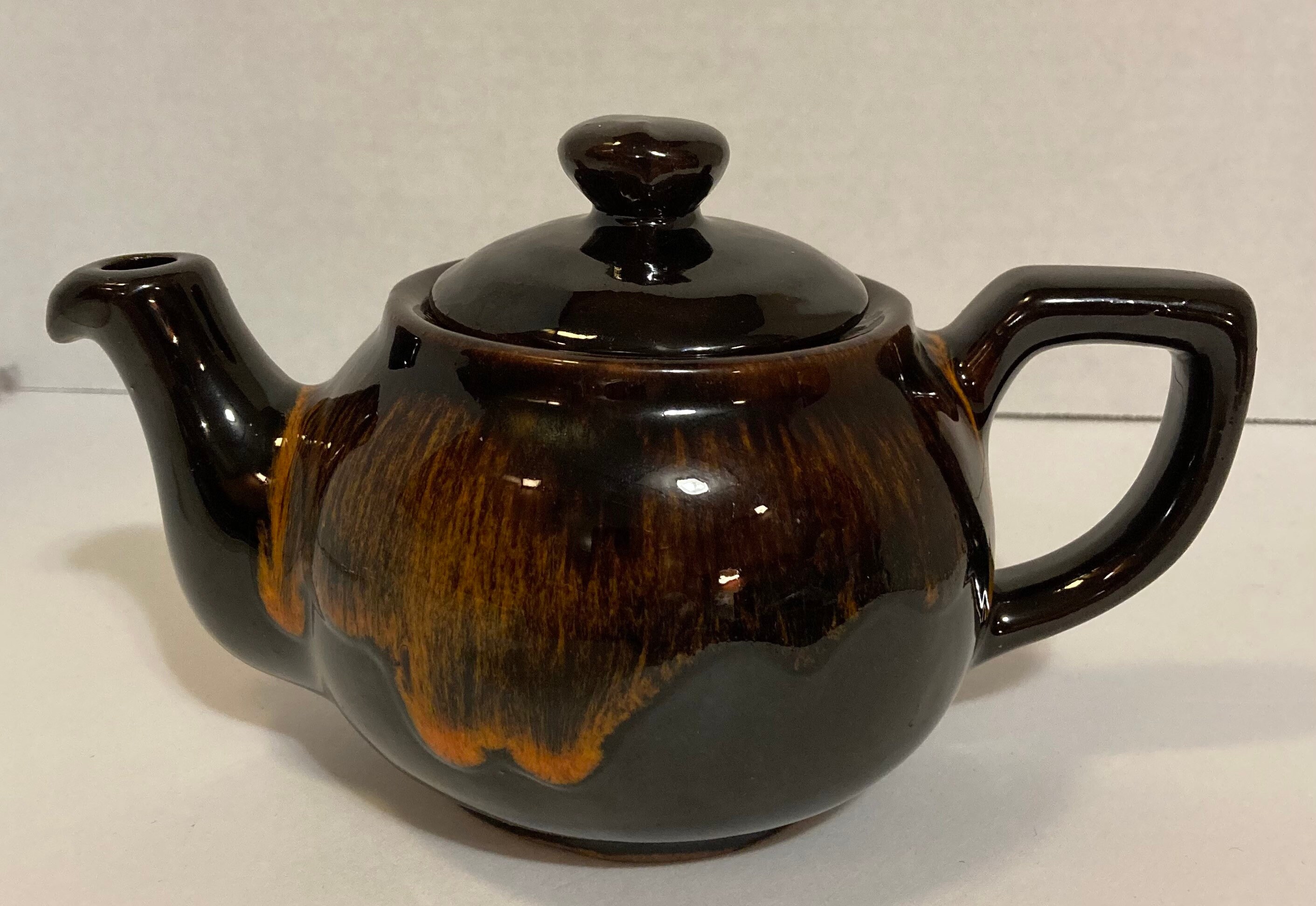 Royal Canadian Art Pottery Teapot Drip Glaze Etsy