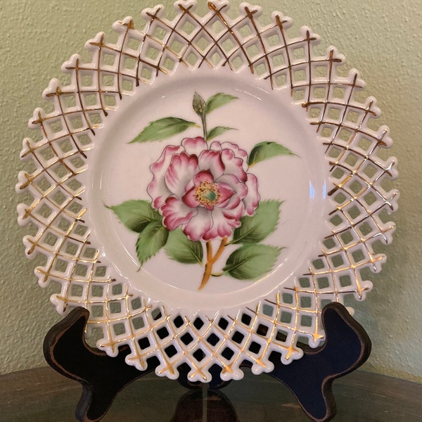 Made In Occupied Japan Decorative Rossetti Floral Plate