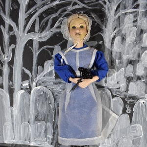 Creepy art doll, vintage, evil, spooky, Halloween, gift, one of a kind, recycled, repainted