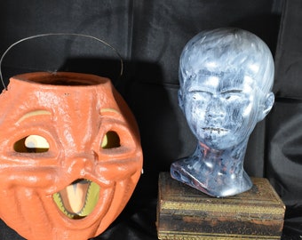 creepy art doll, halloween decor, vintage, repainted, recycled, demonic