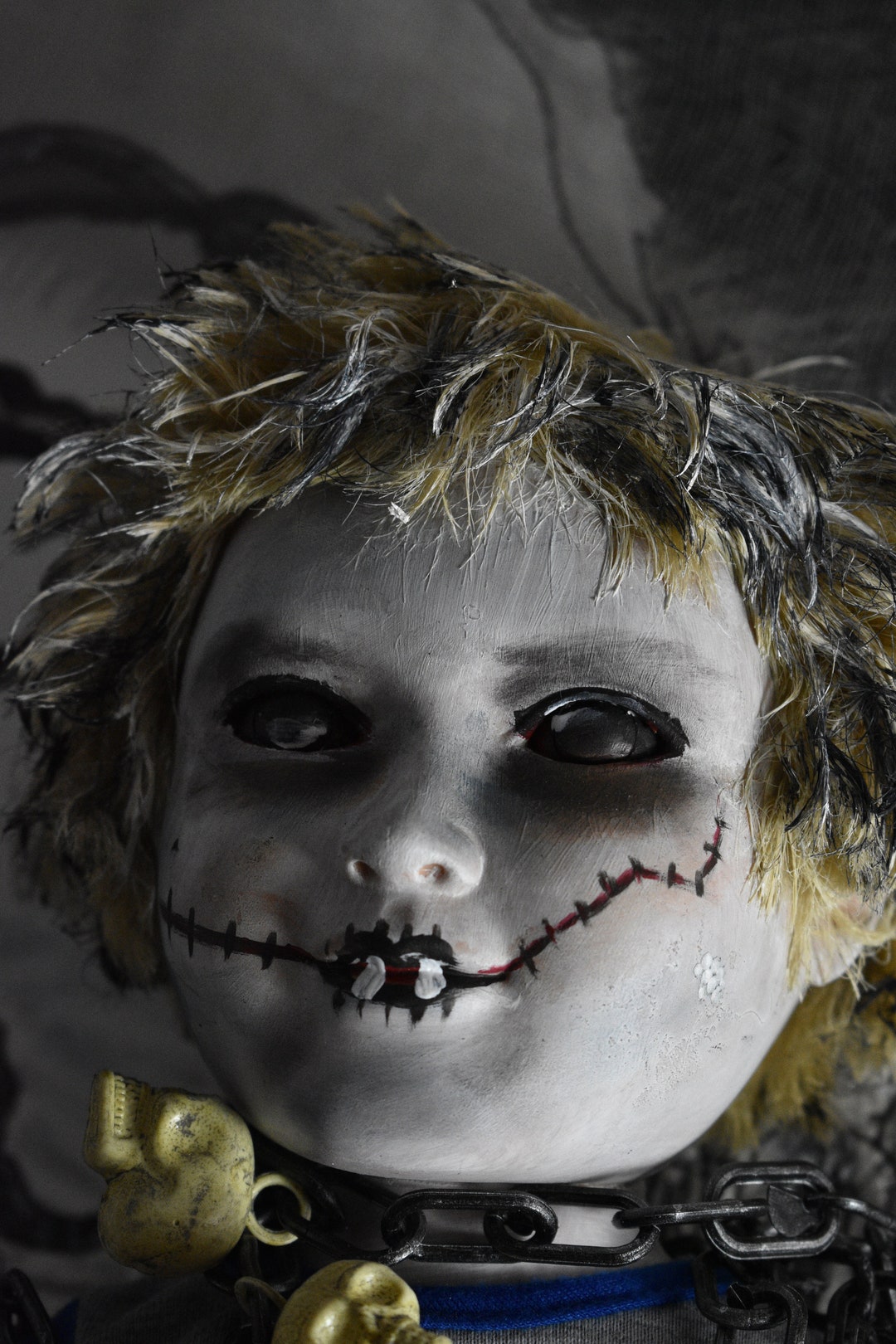 Doll Vintage Gothic Antique Repainted Original Handmade Demonic