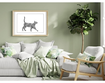 Cats, Minimalist,Black & White Abstract Line Art Print, Wall Art, Organic Line Art Print, Minimal Prints, Modern Line Art, Abstract Wall Art