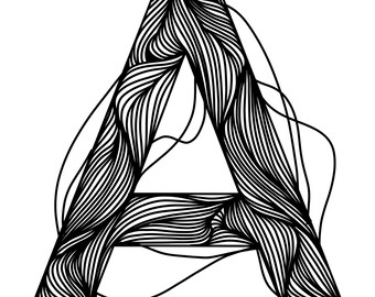Abstract line drawings, A,  initials, monograms, typography, personalized letters, wall art, modern art, Fine Art Gifts