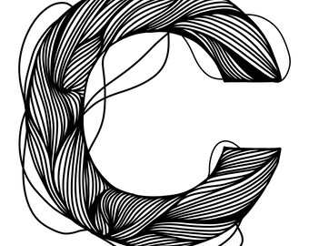 Abstract line drawings, A,  initials, monograms, typography, personalized letters, wall art, modern art, Fine Art Gifts