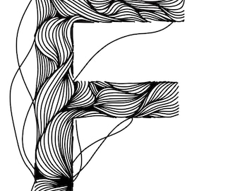 Abstract line drawings, A,  initials, monograms, typography, personalized letters, wall art, modern art, Fine Art Gifts